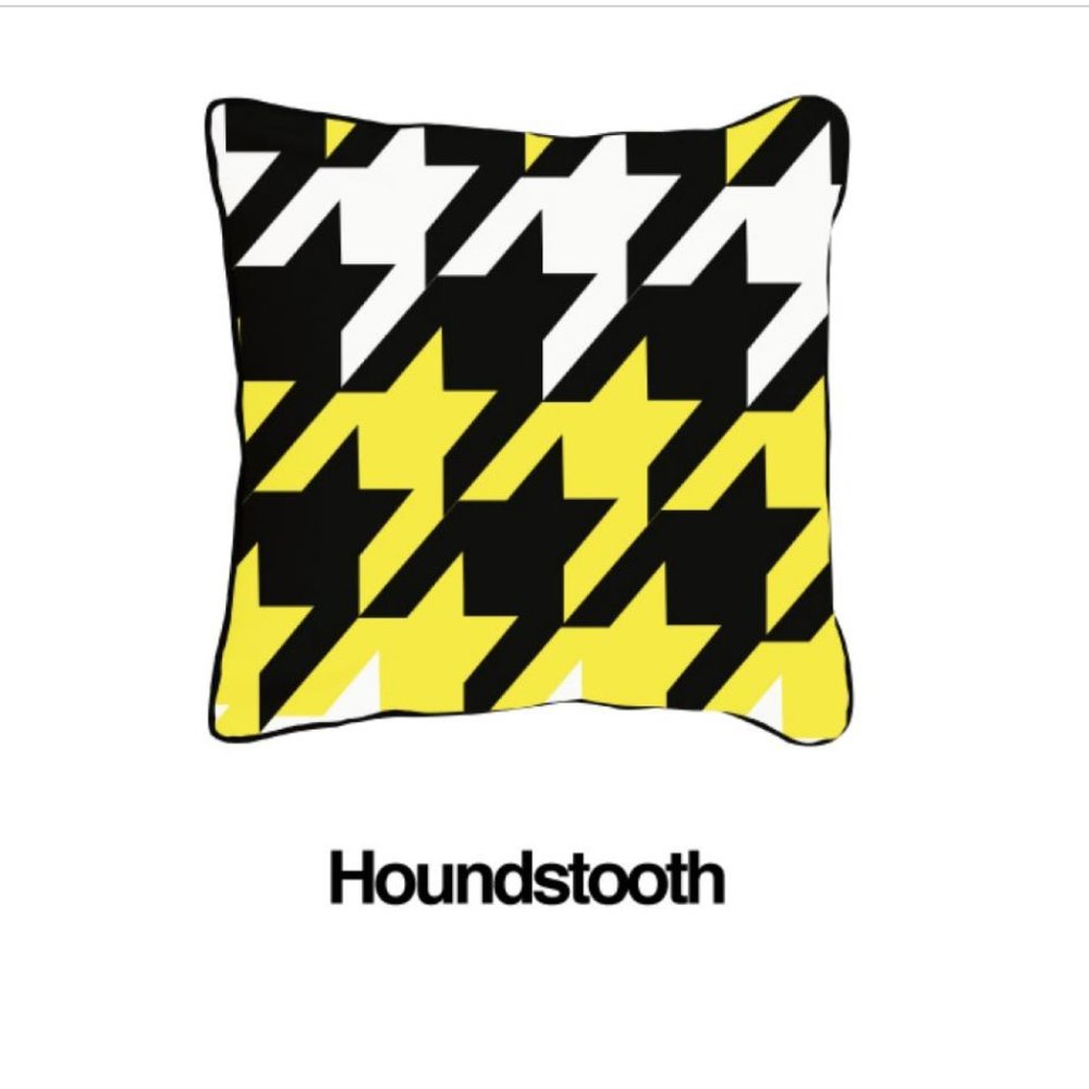MODSHOP THROW PILLOW-SILK SCREEN HOUNDSTOOTH DESIGN-MODERN, VINTAGE RETRO VIBE - Picture 2 of 6